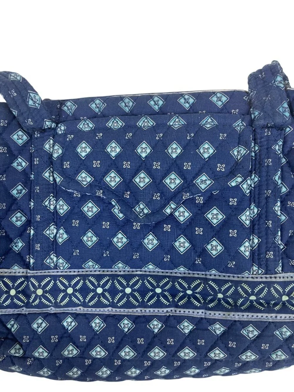 Croft & Barrow Quilted Fabric Shoulder Bag Blue Geometric Pattern Vintage